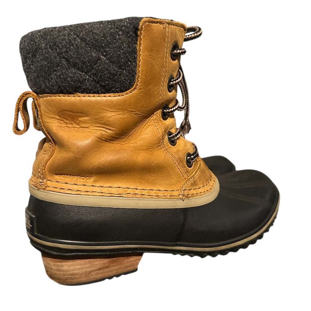 Sorel Womens Elk Tan Leather Slimpack II Lace Up Waterproof Boots -7
